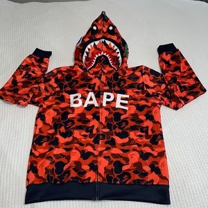 BAPE X XO Camo Shark Full Zip Hoodie Orange SS20 US | lupon.gov.ph